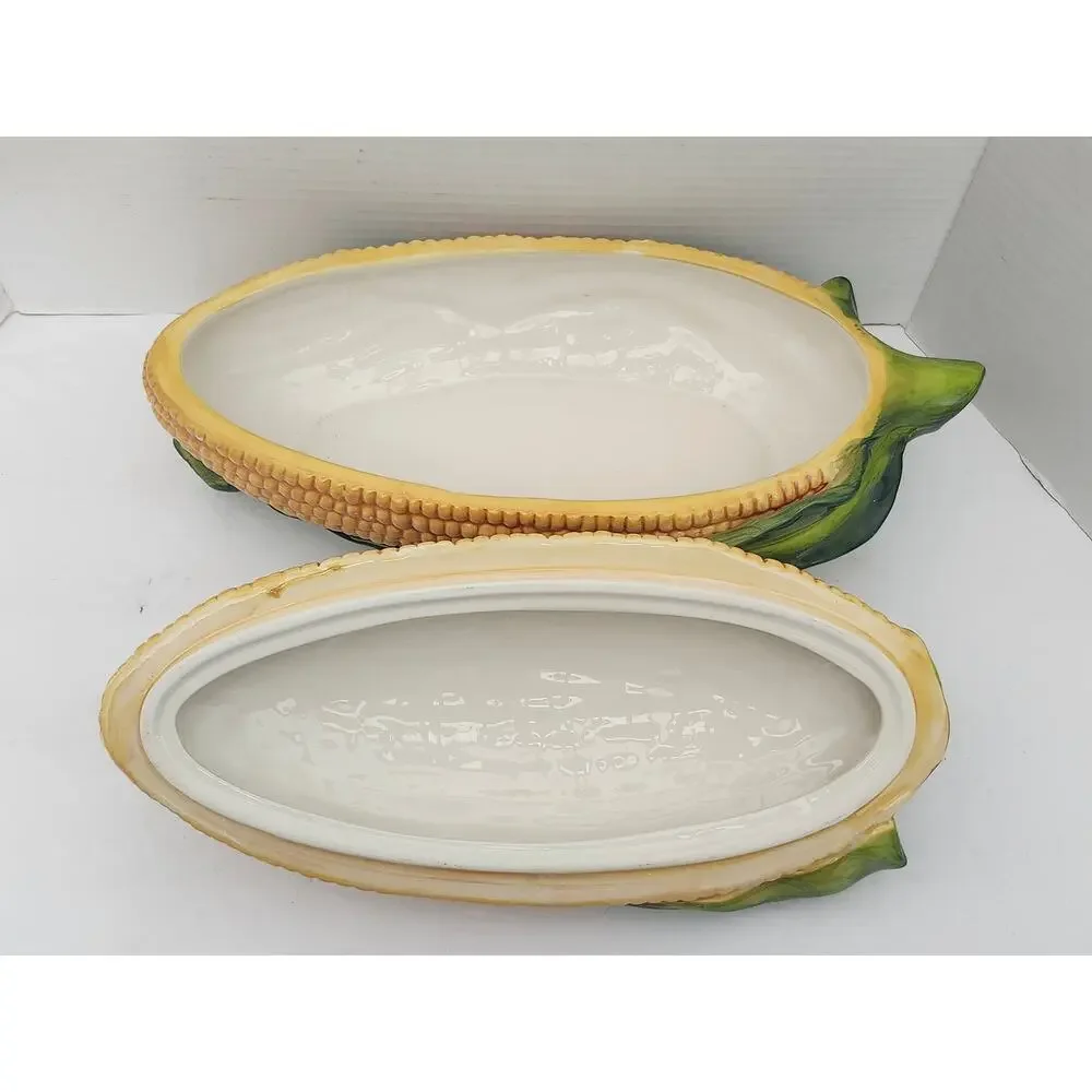 Temp-tations Figural Corn Cob Serving Set Bowl Plates Skewers